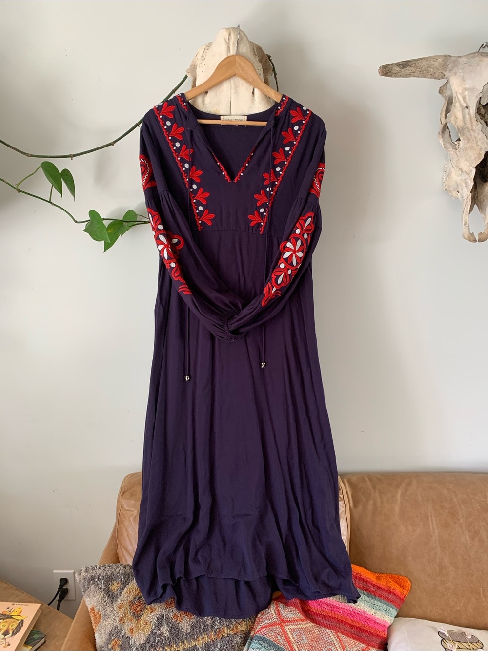 Boho Embroidered Long Sleeve Dress
